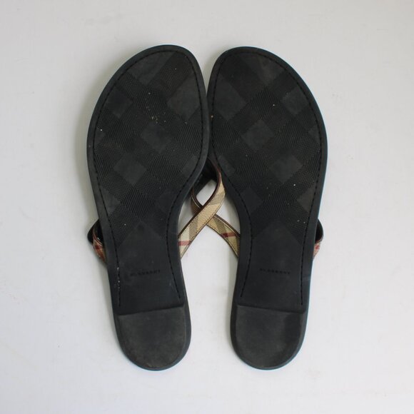 Burberry Multicolor Nova Check Coated Canvas And Leather Thong Flats Size 9 - Picture 6 of 7